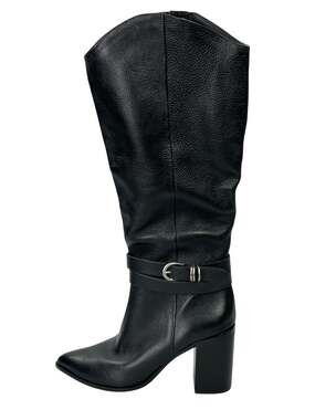 NEW Dolce Vita Tyrone Black Leather Ankle Strap Knee High Riding Boots Size 8.5